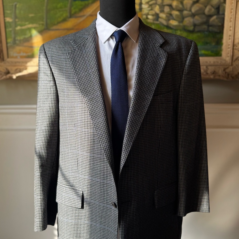Ralph Lauren CHAPS Houndstooth Blazer in Black and White